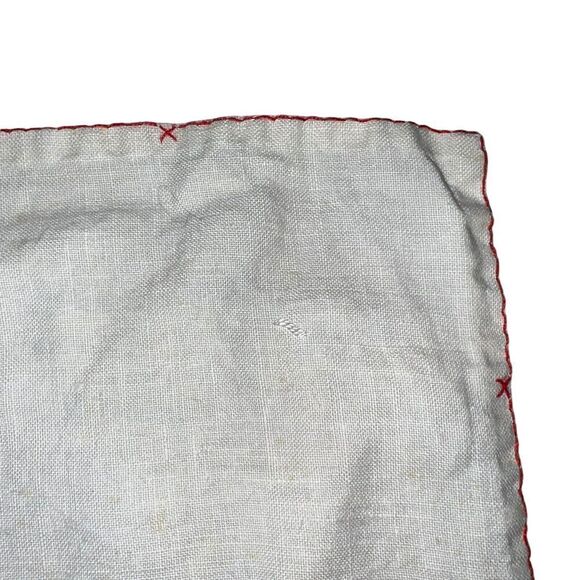 Antique Arts & Crafts Handmade Crewel Embroidered Flax Linen Tablecloth 55”x55” - Picture 2 of 8